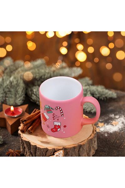 Myros Pink Snowman New Year Figure Ceramic Mug