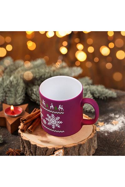 Myros Purple Deer Snowflake Ceramic Mug