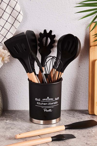 SepetçiBaba 12 Piece Silicone Set with Heat Resistant Silicone Non-Stick Stand