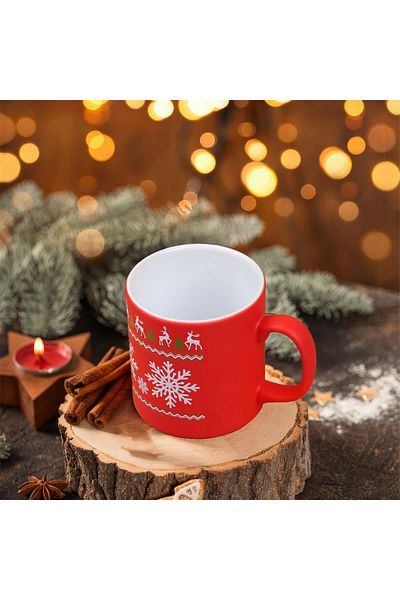 Myros Red Deer Snowflake Ceramic Mug