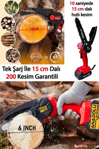 Anadolu Strong 296VFX Profesyonel Çift Akülü 20V 2AH Şarjlı Dal Budama Makinesi Testeresi 81 İL Serv