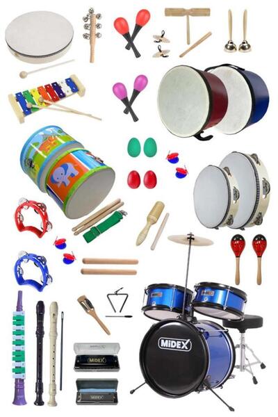 Midex Örf Aletleri Seti Overmuch Paket-3 Marakas Zil Üçgen Ksilofon Melodika ...