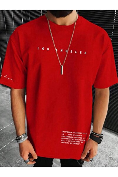 MOONBULL Чоловіча футболка з принтом з Лос-Анджелесом з великими рукавами