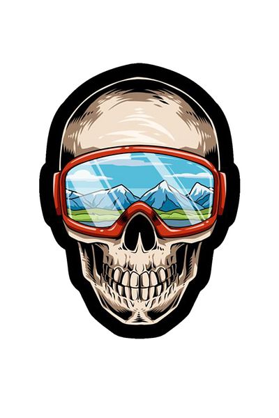 MegaSticker 13x8 Cm Snowboard cu ochelari Craniu Mașină Cască Motocicletă Laptop Autocolant din sticlă