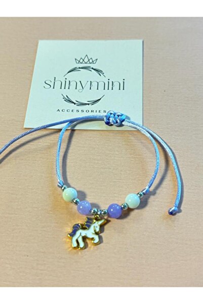 shinymini accessories Özel Tasarım Kız Çocuk Ametis Doğaltaşlı Mor Ayarlanabilir İpli Bileklik