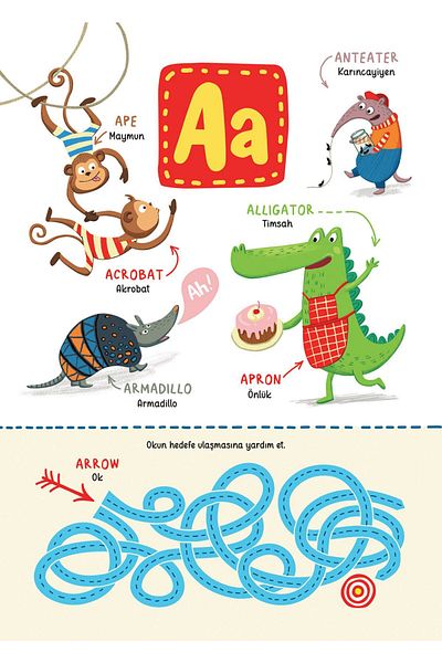 Dikkat Atölyesi Yayınları First 200 Words in English with Fun Pictures from A to Z