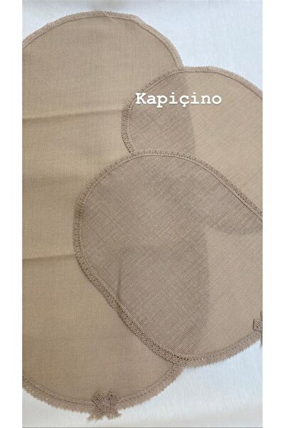 DUYGU KUMAŞ Kenarları Güpür Detaylı Üç Parça Oval Set