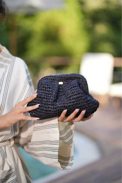 KREI Atelier Siyah Hasir Clutch Çanta