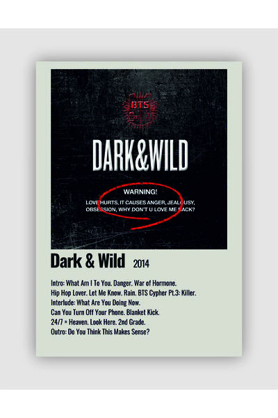 fırsatlar diyarı BTS Dark & Wild K-pop Duvar Posteri - Duvar Dekoru - Kalın K...