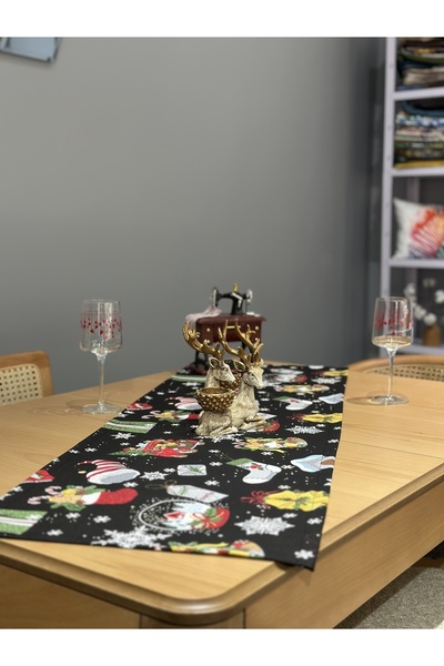 DÜŞLER EV TEKSTİLİ Μαύρο ρολό με χριστουγεννιάτικα σχέδια