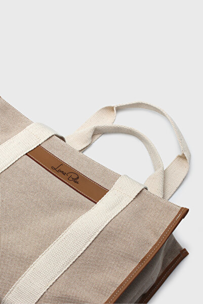 LUNABLU Geantă tote de in cu dungi pentru femei