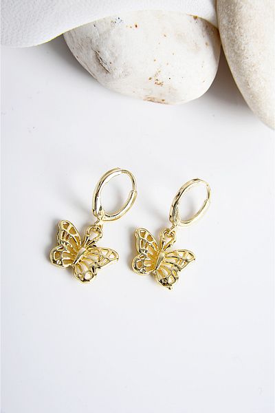 EUROMODA Butterfly Designed Silver Color Necklace Earring Set