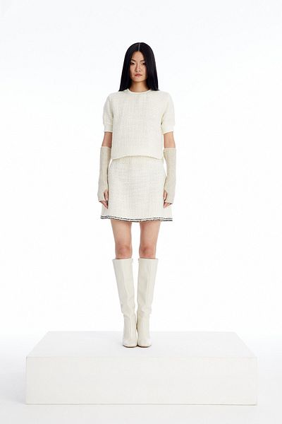Rue Studio Μπλουζάκι με υφή Crop Ecru