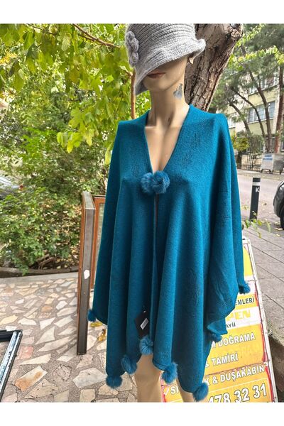 BİRSEN BUTİK Kadın İtalyan Kumaş Panço