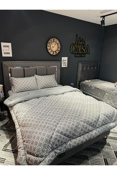 Violacasa Double Sided Welsoft Quilt Set Double Gray Chain