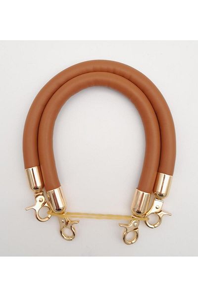 angel çanta aksesuar Angel Bag Accessory Double Short Cord Bag Handle Tan Color Light Gold Metal