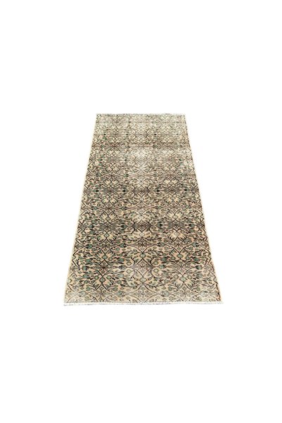 BURAK HALI EL DOKUMA ESKİTME HALI 100X192 YEŞİL KREM %100 YÜN VINTAGE HALI !