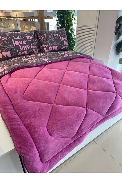 Violacasa Σετ Παπλωματοθήκης Welsoft Διπλής Όψης Double Plum Love