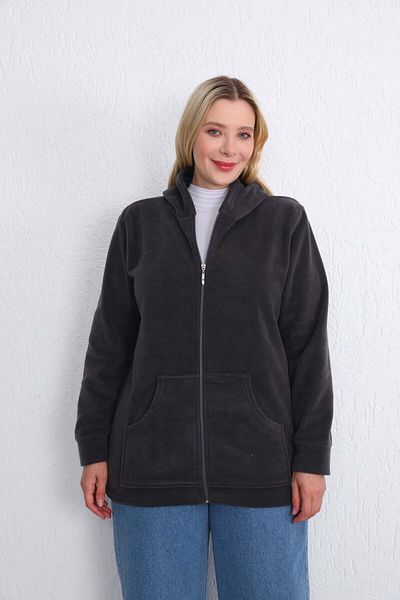 Kardelen Butik Ümraniye Winter Fleece Zippered Smoked Anthracite