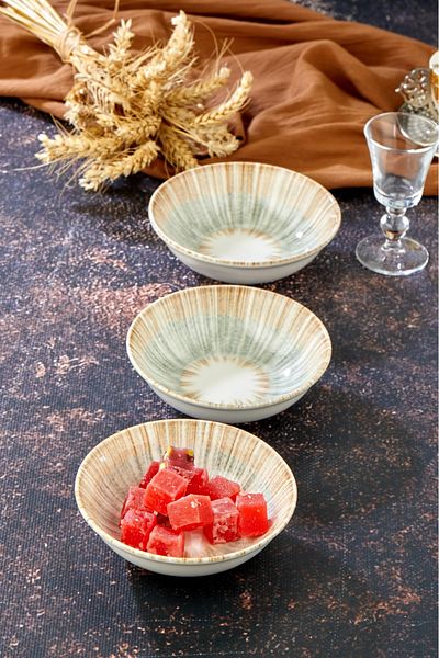 Cooker Luxury 6-Piece 12.5 cm Porcelain Patterned Atlantic Bowl Serving Presentation Cookie Set