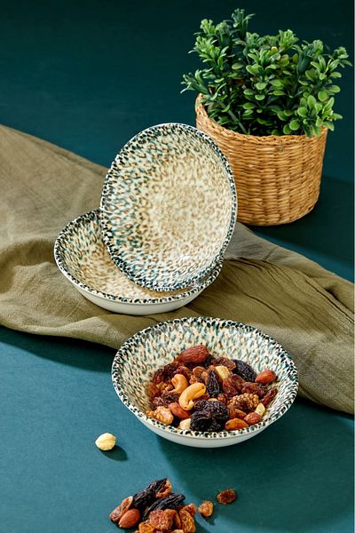 Cooker Luxury 6-Piece 12.5 cm Porcelain Patterned Atlantic Bowl Serving Presentation Cookie Set