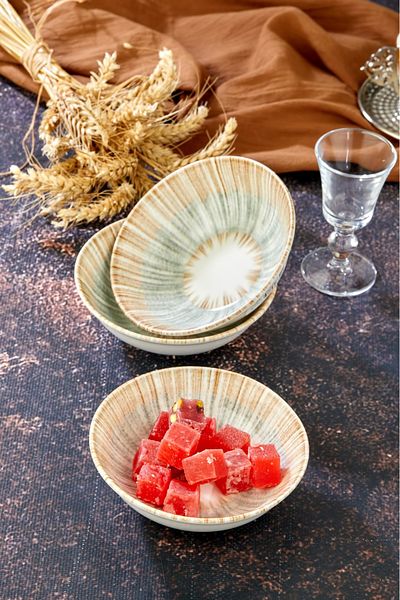 Cooker Luxury 6-Piece 12.5 cm Porcelain Patterned Atlantic Bowl Serving Presentation Cookie Set