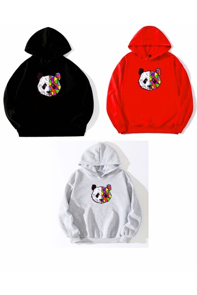 SILATU 3-paket PANDA SWEAT (CRVENA - SIVA - CRNA)