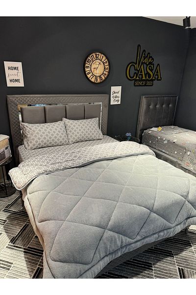 Violacasa Double Sided Welsoft Quilt Set Double Gray Chain