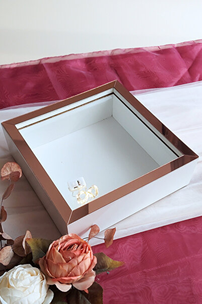 Verda Çerçeve 25x25 Cm Ledli Beyaz-rose Isimsiz Derin Gül Çerçevesi! Gül Kutu...
