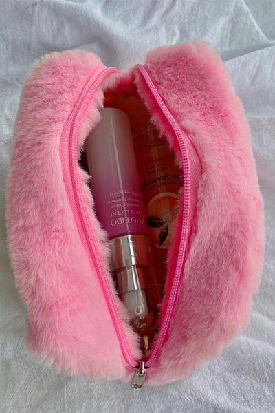BAHELS Candy Pink Medium Size Makeup Bag - Plush, Modern Design826334