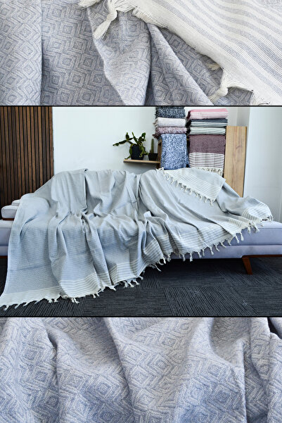 Mutlu Çeyiz Diamond Cotton Knitted Sofa Sofa Bed Cover Multi-Purpose 180x300 Cm Gray Seat Cover