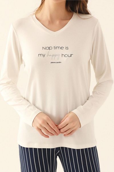Pierre Cardin PİERRE CARDIN BUMBAC MÂNECĂ LUNGĂ SET PIJAMASE FEMEI MODEL SCRIS