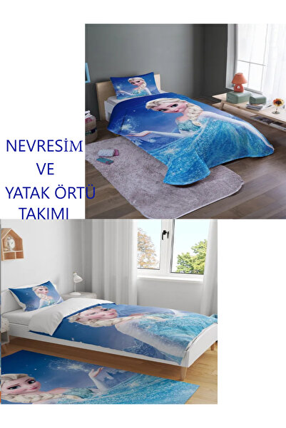 Mavi Elsa Desenli Nevresim Takımı Ve Pike Takımı ( 2 Takım Tek Fiyat )