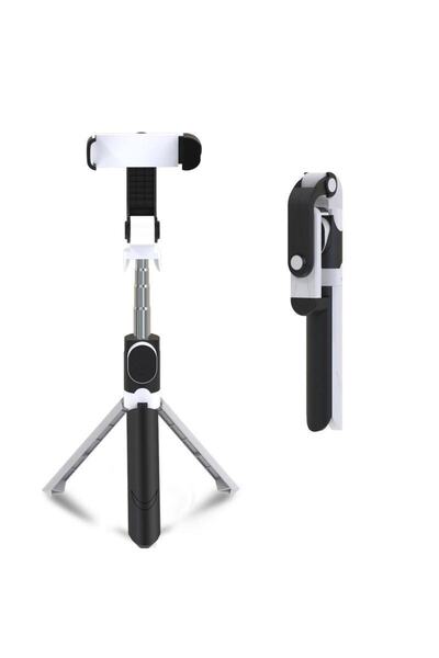 ELSE NIPPON Siyah-beyaz Bluetooth Kumandalı Selfie Çubuğu-tripod Vlog Monopod Telefon Tutucu