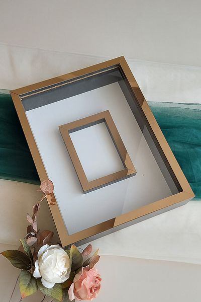 Verda Çerçeve 30x40 Cm Black-bronze Photo Sectioned Rose Storage Memory Frame-6 Cm Memory Frame Rose Box