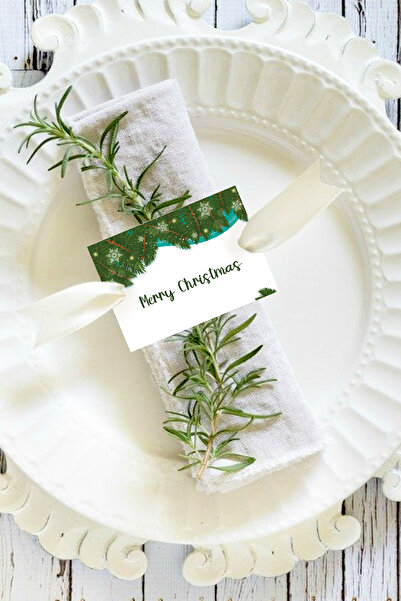 Artcrelier Yeniyıl Yılbaşı Sunumluk Temalı Saten Peçete Kağıdı Kurdelesi, Peç...