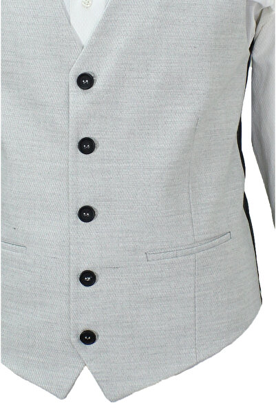 MENTOR REGALO Men's Vest V-Neck Light Gray Wool Fabric 50609