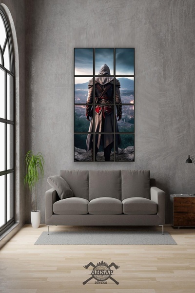 ahşap dünyam 12 parça Assassin's Creed Çerçeve Görünümlü Mdf tablo Duvar Süsü...