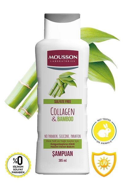 Mousson 385 ml Volume - Intensifying Sulfate-Free Shampoo Containing Collagen and Bamboo