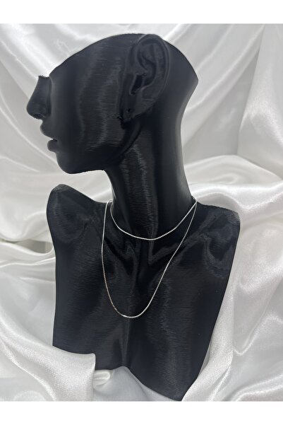 Yıldız Accessory İnce Ezme Örgü Düz Zincir Kolye (Gümüş Renk)