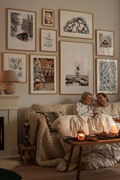 Artavessa 9 Parça Ahşap Çerçeve Görünümlü Mdf Tablo Seti