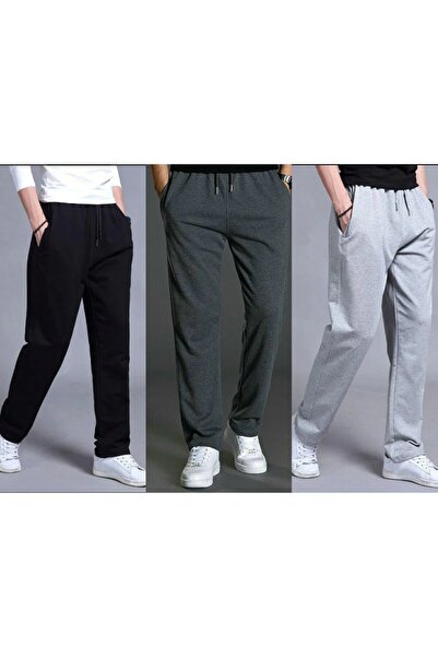 THE WHITE أنثراسايت-رمادي-أسود واسعة مستقيم الساق فضفاض فضفاض قطع Sweatpants