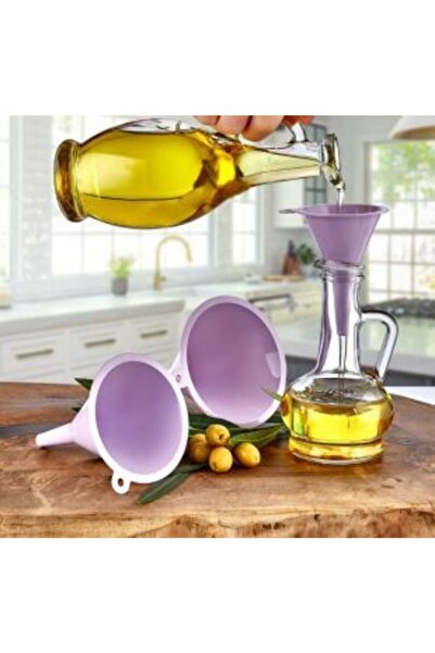 QesQin Kavanoz Ve Konserve Hunisi-3'lü Plastik Huni Seti Baharat Sıvı Yağ Sos...