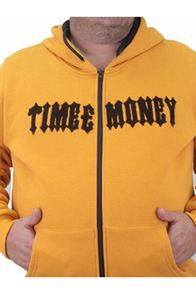 MocGrande Φούτερ με φερμουάρ μεγάλου μεγέθους Time Money 23218 MUSTARD