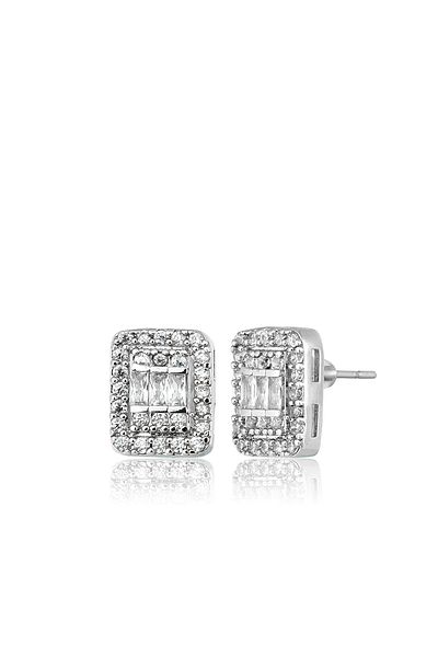 Elika Silver Women's Baguette Stone Earrings