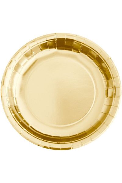 parti sürprizi Metallized Gold Color Plate 23 Cm 8 Pieces