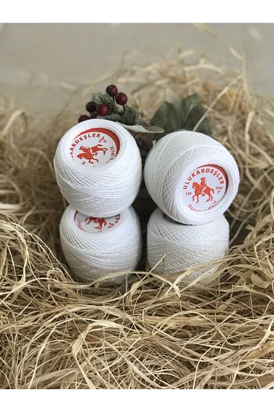 ULU KARDEŞLER İPLİK 50 Gr 4 Pack Total 200 Gr Cotton White Color Hand Knitting Yarn