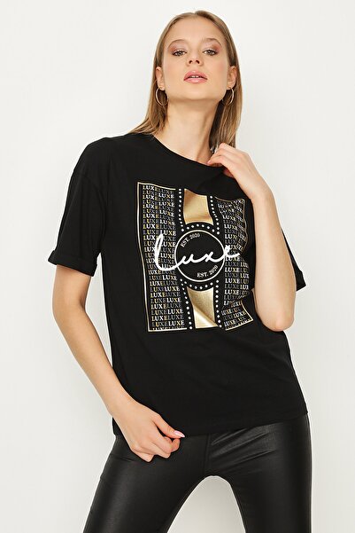 Select Moda Γυναικείο μπλουζάκι με μαύρο στάμπα