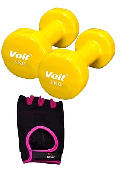 Voit Db107 3kg Sarı Dumbell 2 Adet +1731 Ağırlık Eldiveni Fusya