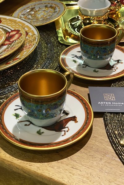 ARTER Home طقم فناجين قهوة بنقشة حصان مكون من 6 قطع